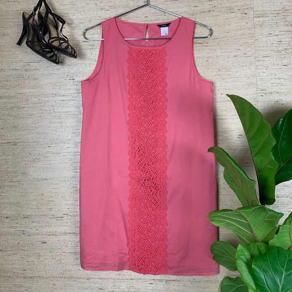 J.Crew Coral Embroidered Front Cotton Shift Small